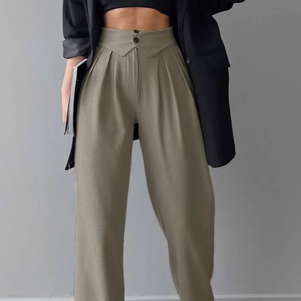 Street Fold Over Waistband Straight Leg Dress Pants Size XS